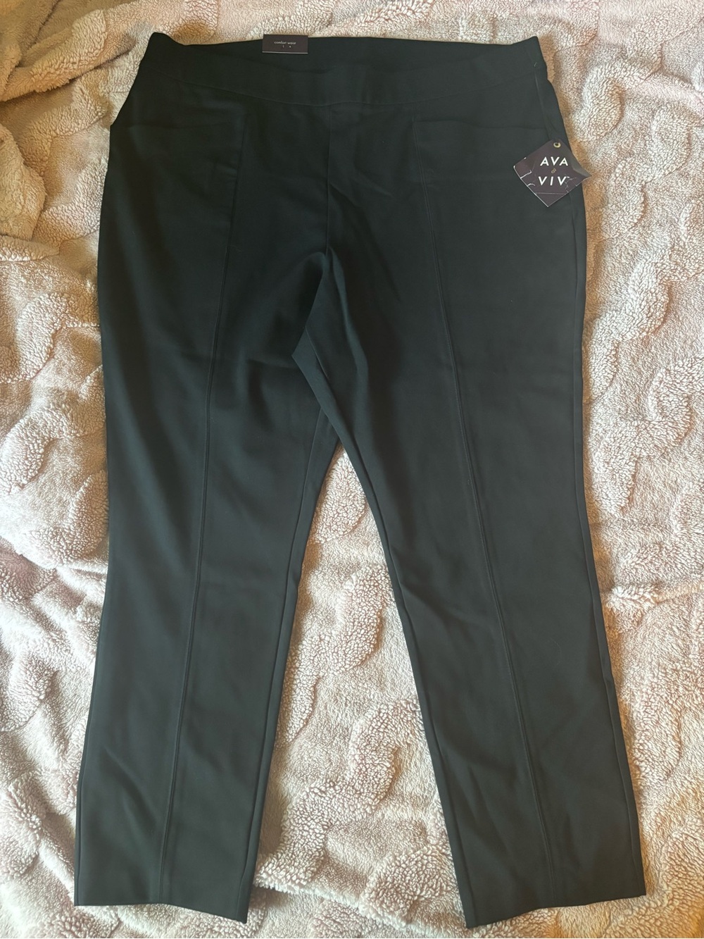 NWT 3X AVA & VIV Black Women's Slim-Leg Bottoms